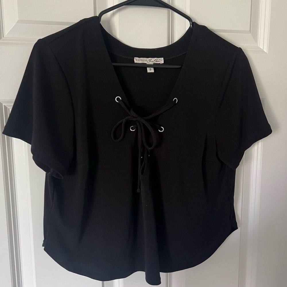 Express Black Tie-Front Crop Top